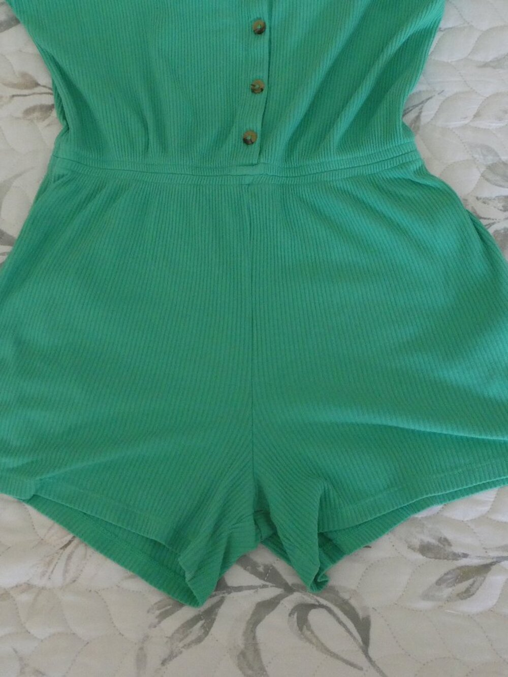 Old Navy Girls Green Ribbed Henley Romper Size XL (14-16) - Picture 6 of 7